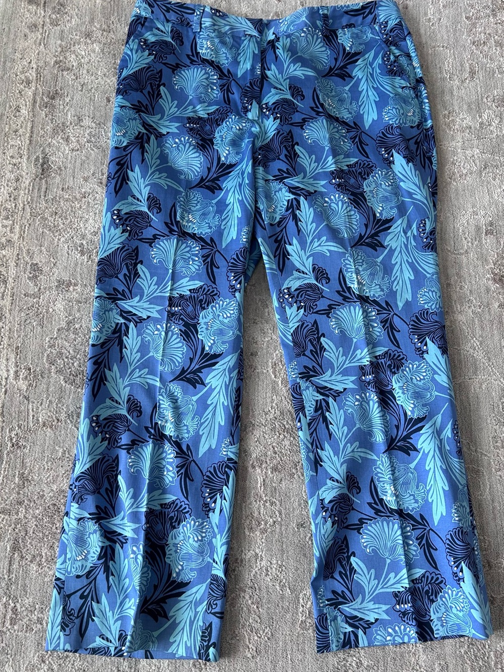 NWOT Cutter & Buck Women's Blue Paisley Print Golf Casual Sz 14 Pant Slacks Chic